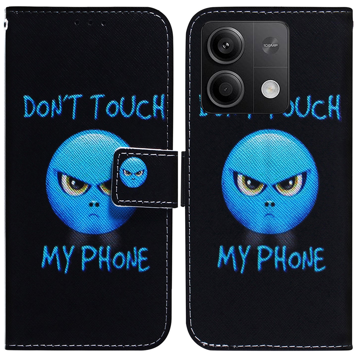 For Xiaomi Redmi Note 13 5G / Note 13 5G (China) Phone Case Wallet Cover with Pattern Print - Don't Touch My Phone
