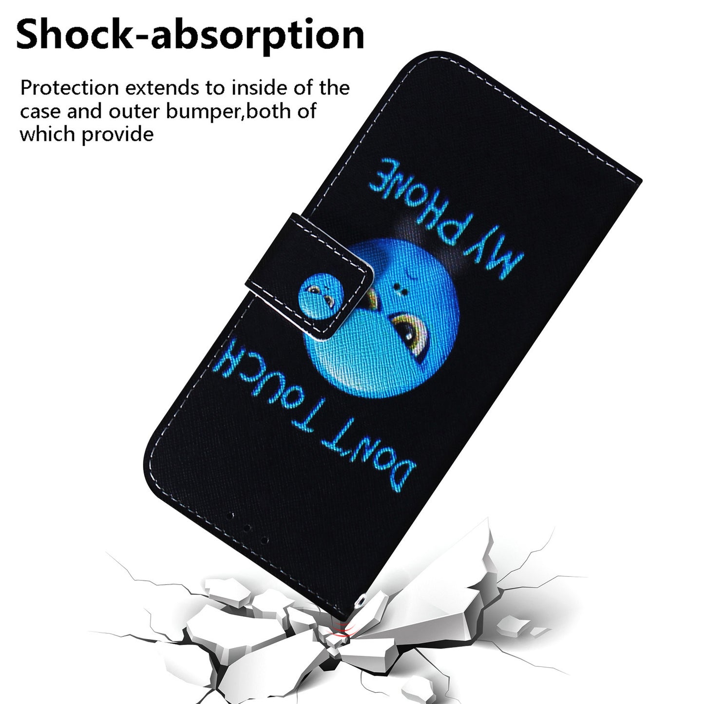 For Xiaomi Redmi Note 13 5G / Note 13 5G (China) Phone Case Wallet Cover with Pattern Print - Don't Touch My Phone