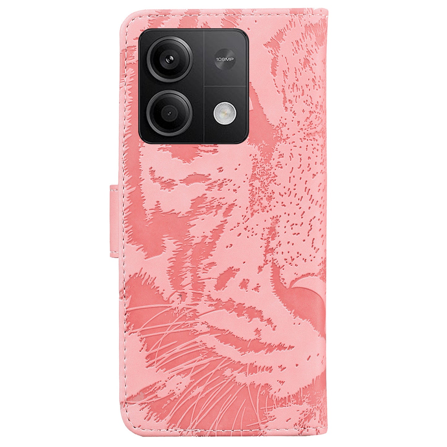 For Xiaomi Redmi Note 13 5G / Note 13 5G (China) Leather Wallet Case Tiger Pattern Cover - Pink