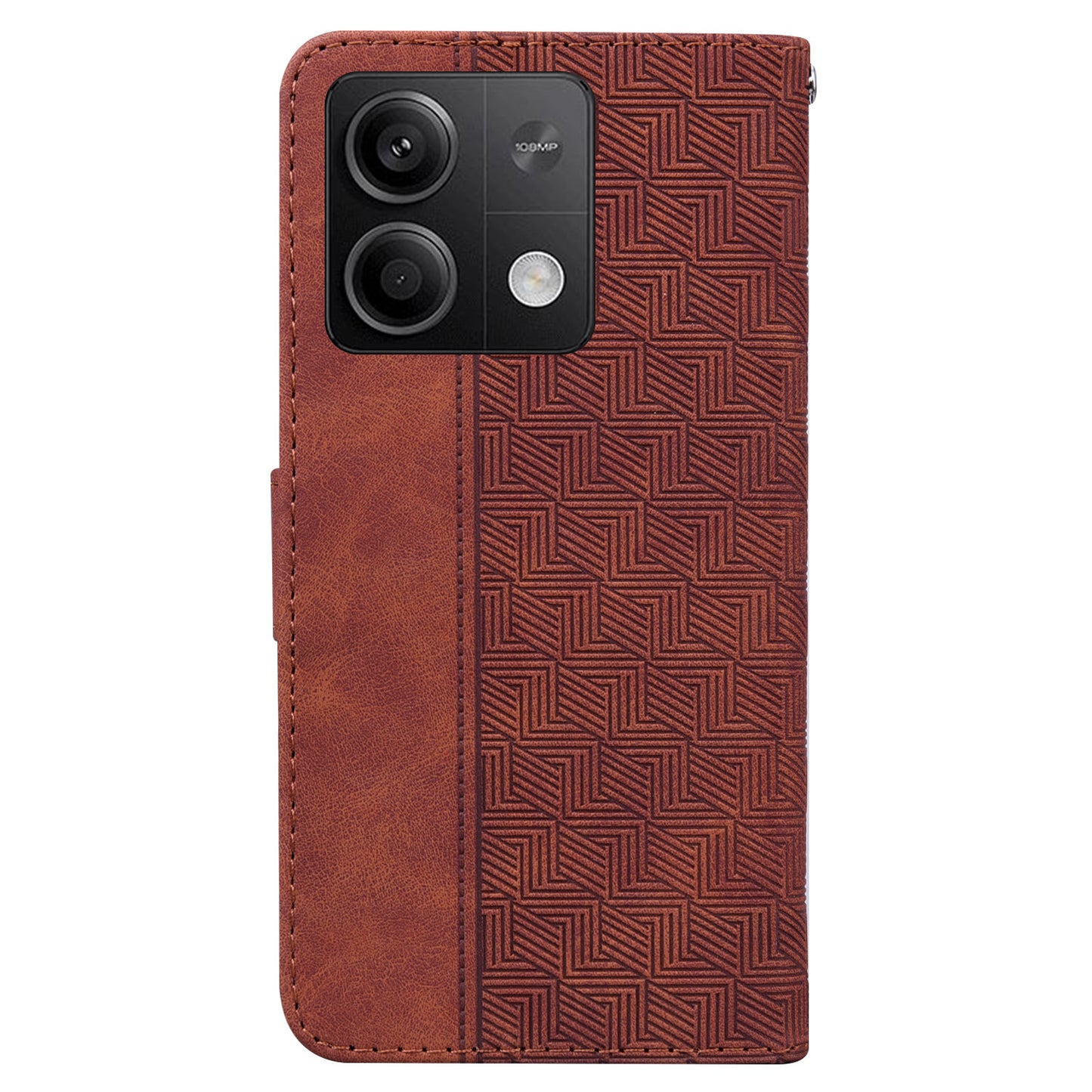 For Xiaomi Redmi Note 13 5G / Note 13 5G (China) Case Geometry Pattern Leather Cover Wallet - Brown