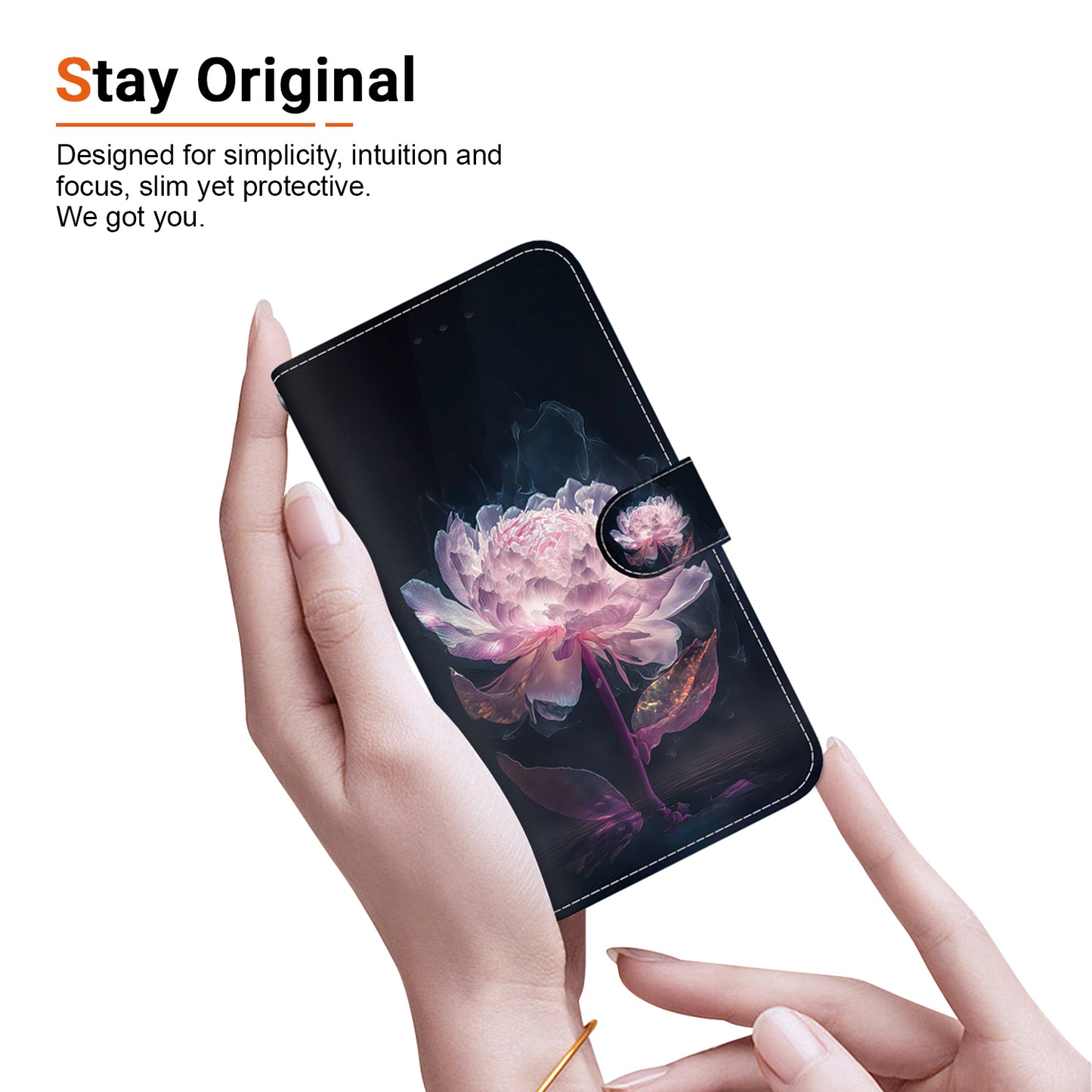 For Xiaomi Redmi Note 13 5G (China) / Note 13 5G Leather Case Pattern Printing Wallet Cover - Purple Peony