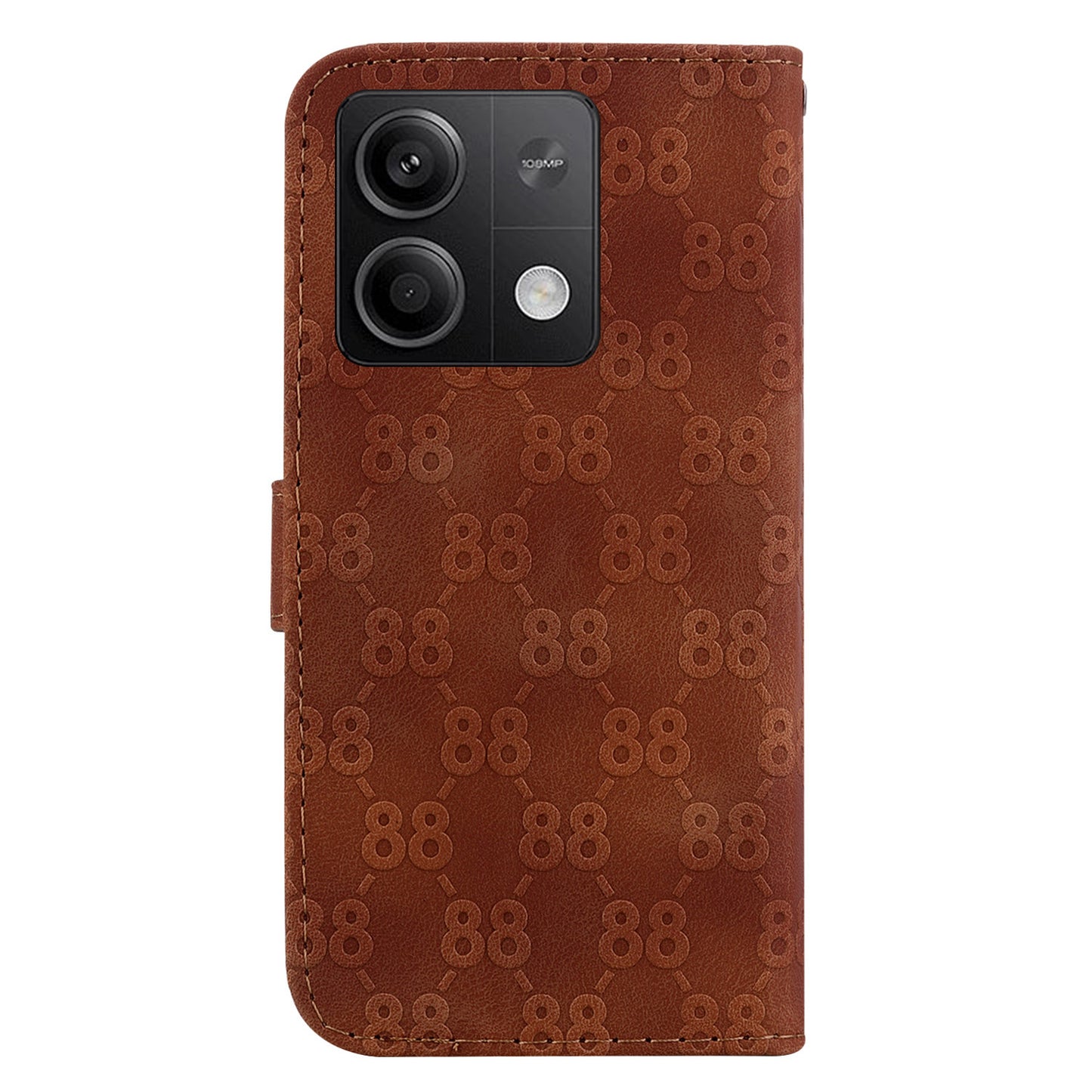 For Xiaomi Redmi Note 13 5G / Note 13 5G (China) Leather Case Double 8-Shape Phone Cover - Brown