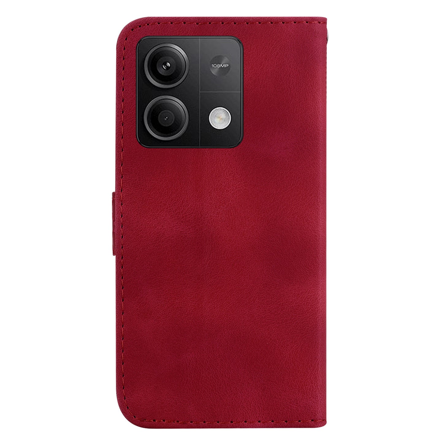 For Xiaomi Redmi Note 13 5G / Note 13 5G (China) Case Stand Wallet Leather Cover 7-Shape Pattern - Red
