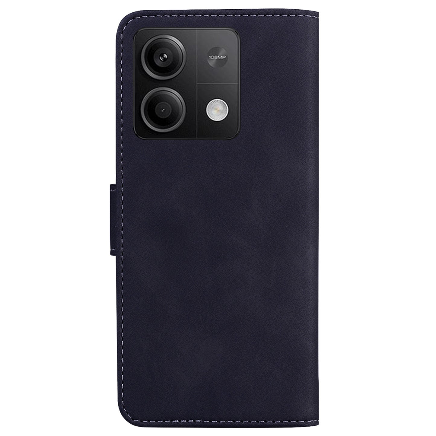 For Xiaomi Redmi Note 13 5G / Note 13 5G (China) Leather Case Solid Color Wallet Flip Cover - Black