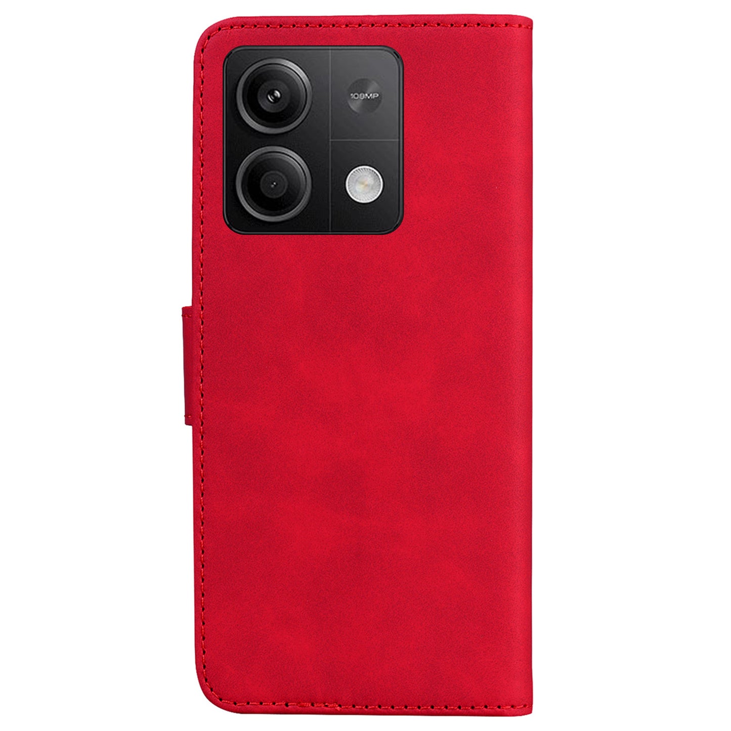 For Xiaomi Redmi Note 13 5G / Note 13 5G (China) Leather Case Solid Color Wallet Flip Cover - Red