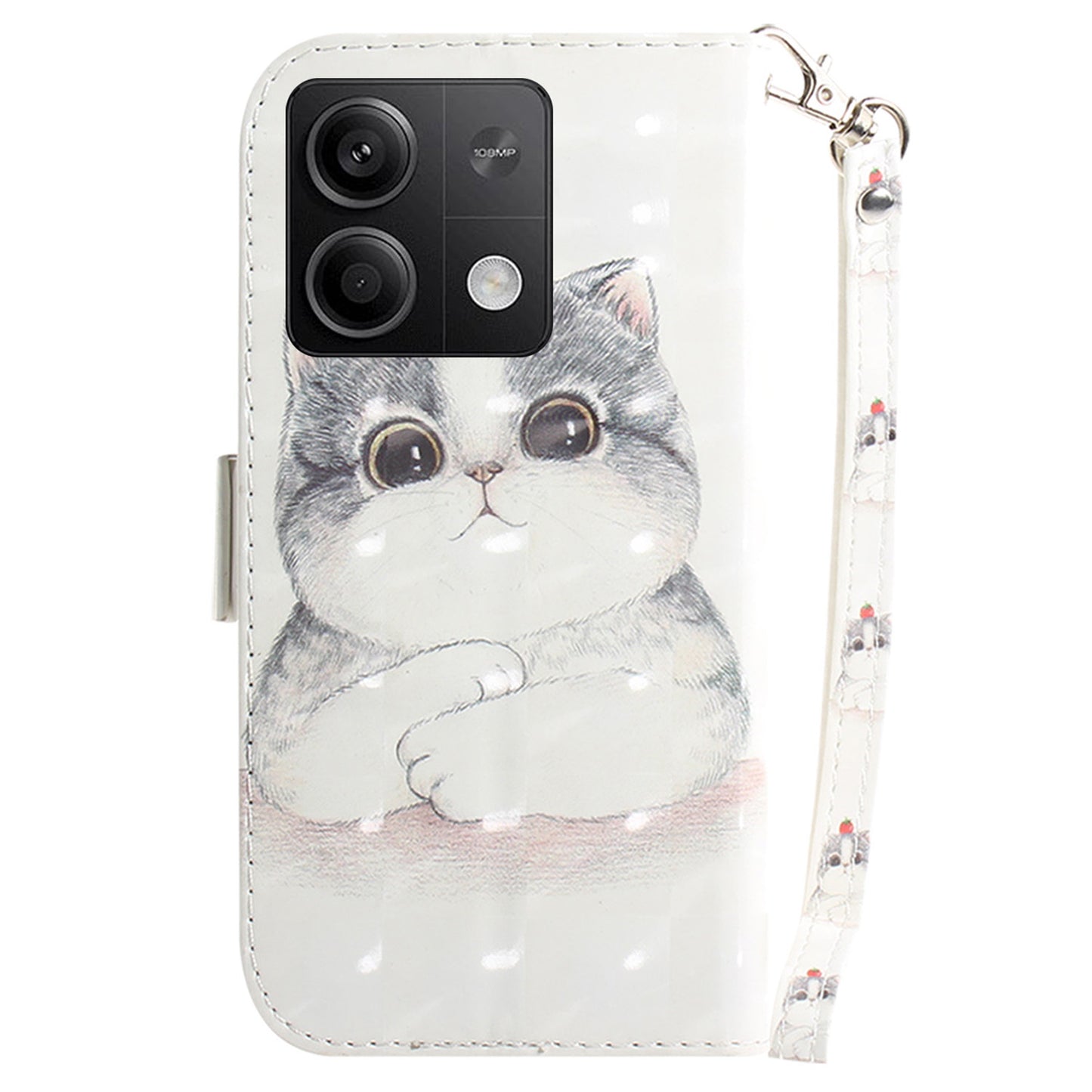 For Xiaomi Redmi Note 13 5G / Note 13 5G (China) Case 3D Pattern Print Leather Cover with Strap - Cute Cat