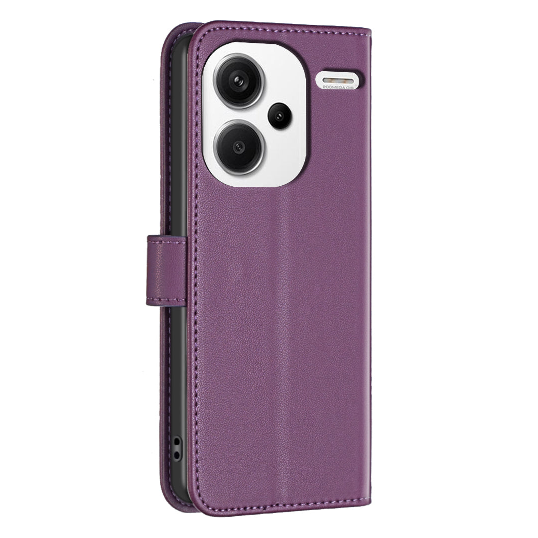 BINFEN COLOR BF17 For Xiaomi Redmi Note 13 Pro+ 5G Case PU Leather Wallet Cover - Dark Purple
