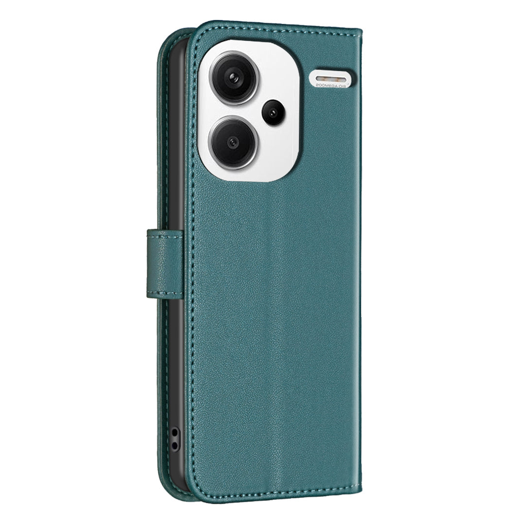 BINFEN COLOR BF17 For Xiaomi Redmi Note 13 Pro+ 5G Case PU Leather Wallet Cover - Green