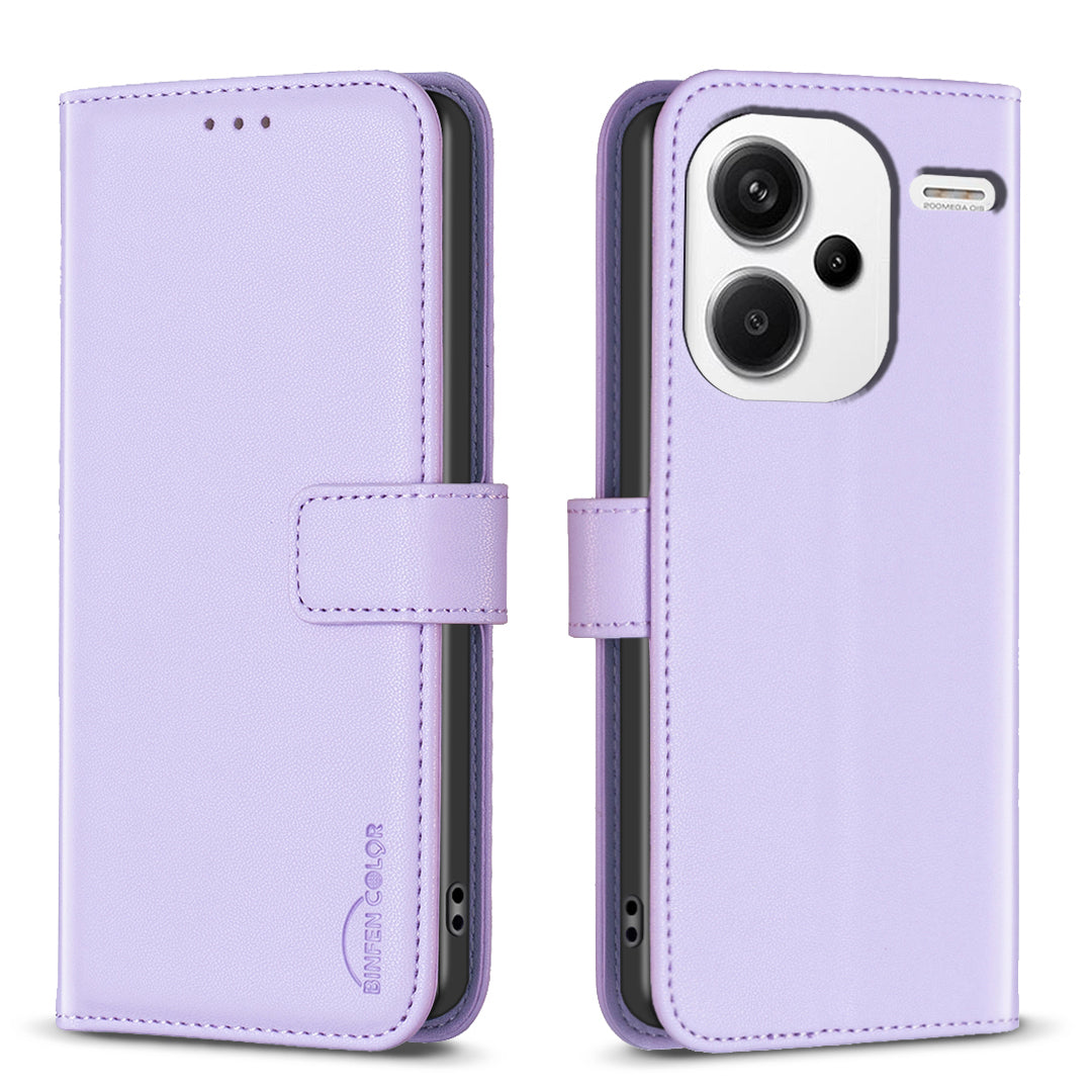 BINFEN COLOR BF17 For Xiaomi Redmi Note 13 Pro+ 5G Case PU Leather Wallet Cover - Purple