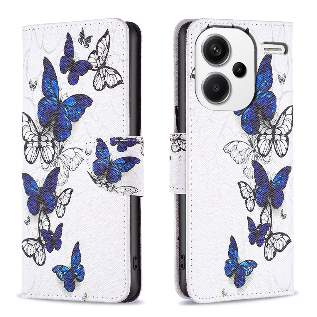 For Xiaomi Redmi Note 13 Pro+ 5G Case Wallet Leather Cover Pattern Printing - Butterflies