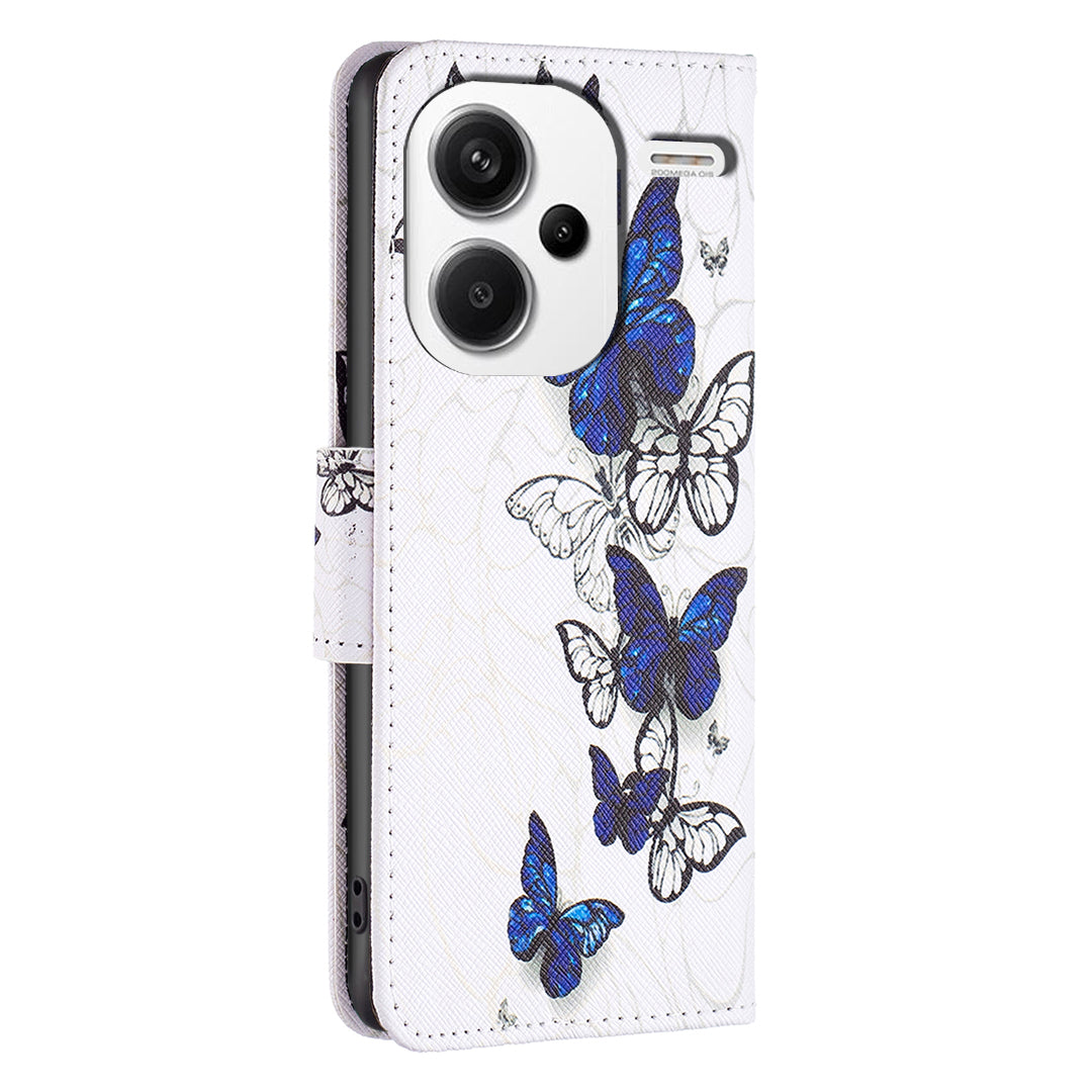 For Xiaomi Redmi Note 13 Pro+ 5G Case Wallet Leather Cover Pattern Printing - Butterflies