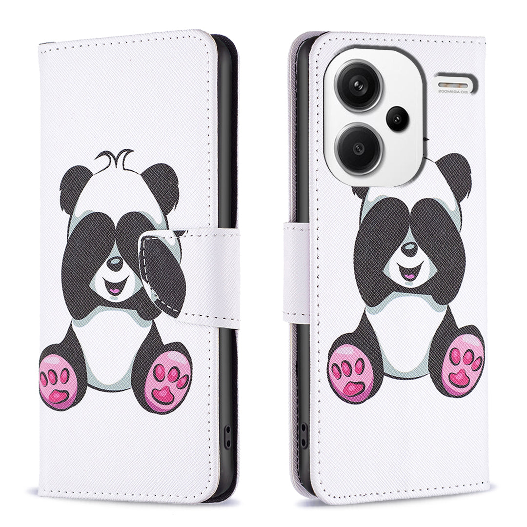 For Xiaomi Redmi Note 13 Pro+ 5G Case Wallet Leather Cover Pattern Printing - Panda