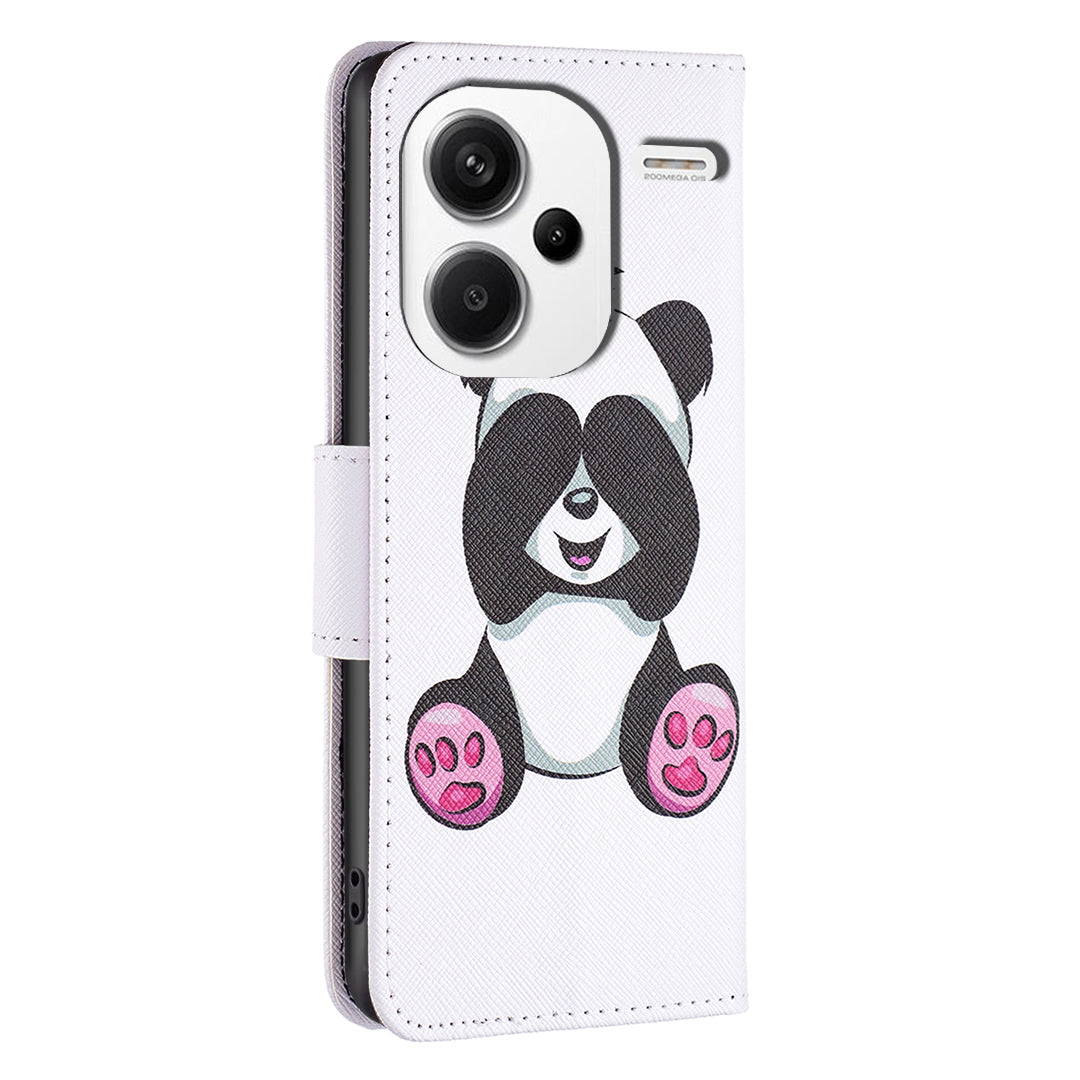 For Xiaomi Redmi Note 13 Pro+ 5G Case Wallet Leather Cover Pattern Printing - Panda