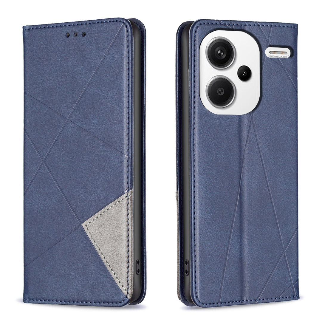 For Xiaomi Redmi Note 13 Pro+ 5G Case PU Leather Phone Cover with TPU Shockproof Shell - Blue