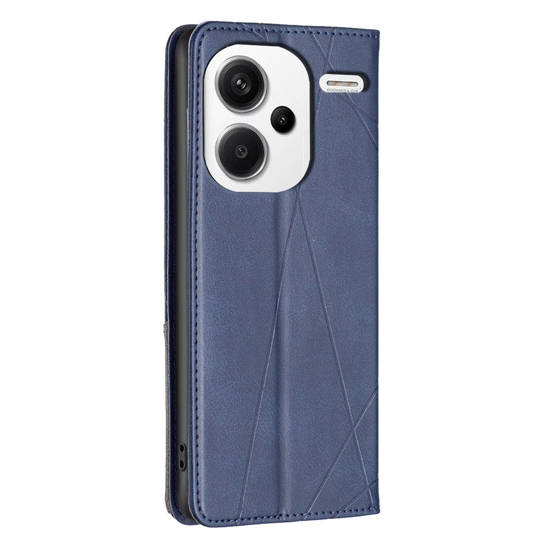 For Xiaomi Redmi Note 13 Pro+ 5G Case PU Leather Phone Cover with TPU Shockproof Shell - Blue