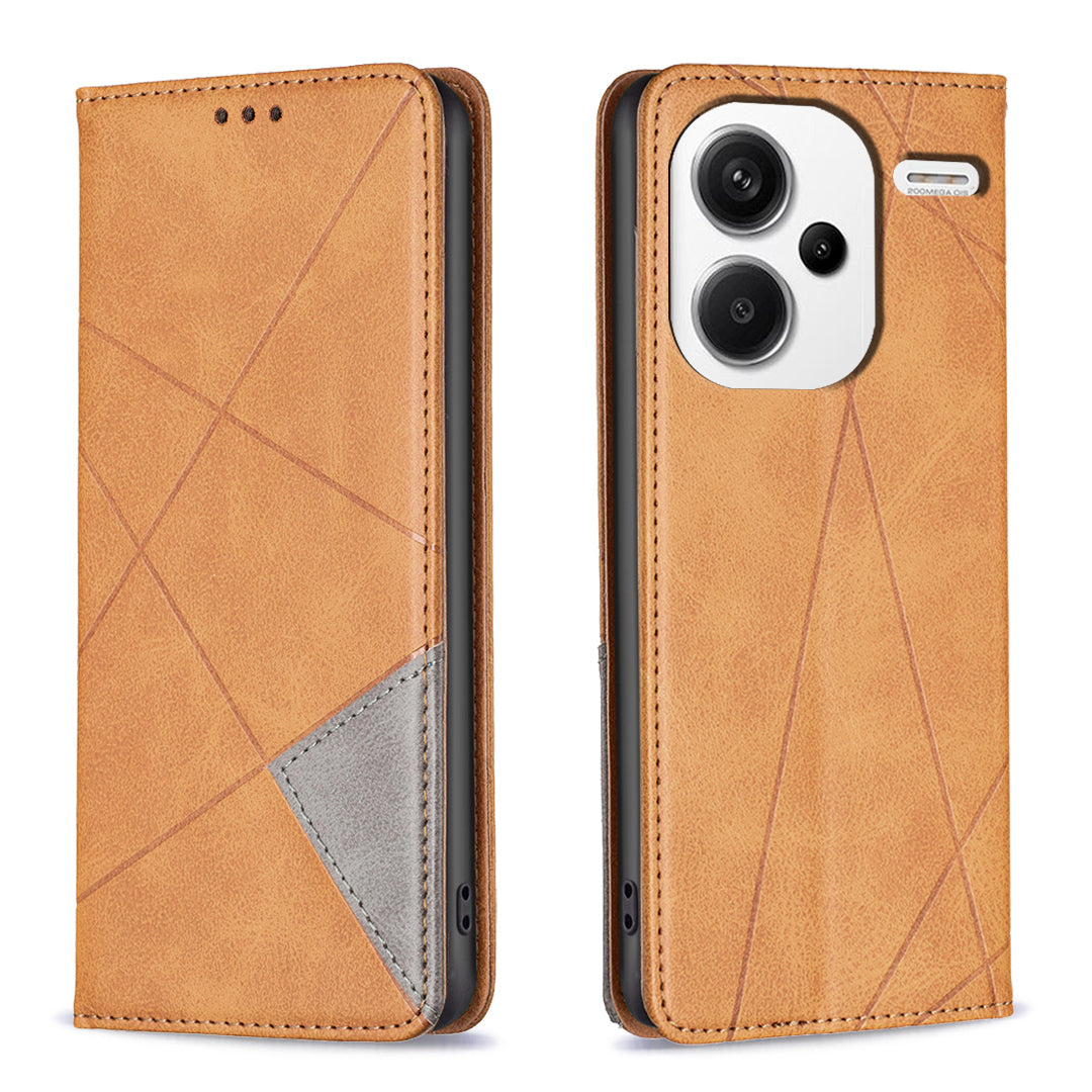 For Xiaomi Redmi Note 13 Pro+ 5G Case PU Leather Phone Cover with TPU Shockproof Shell - Yellow