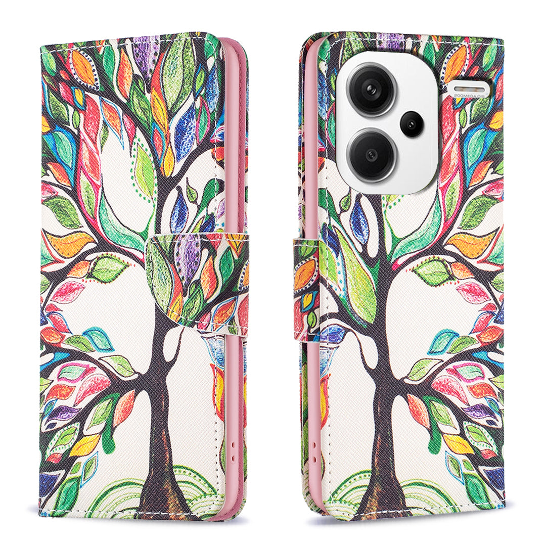For Xiaomi Redmi Note 13 Pro+ 5G Case with Card Holder PU Leather Pattern Printed Phone Cover - Life Tree