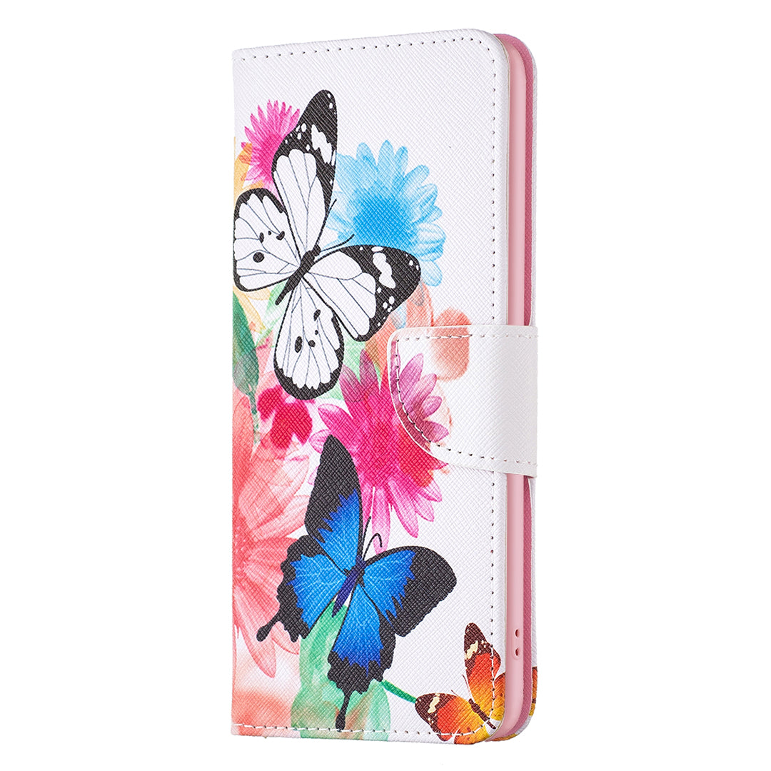 For Xiaomi Redmi Note 13 Pro+ 5G Case with Card Holder PU Leather Pattern Printed Phone Cover - Two Butterflies