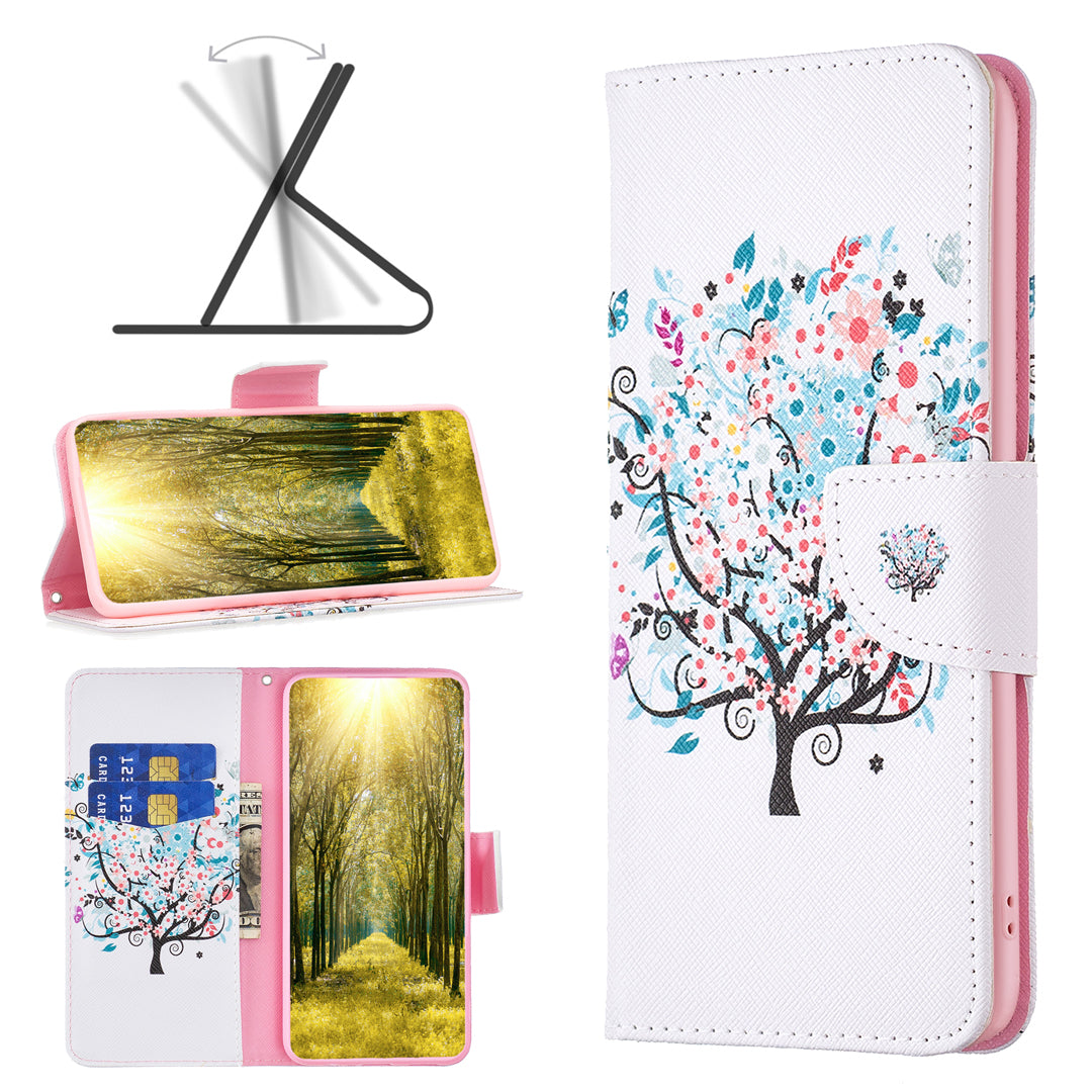 For Xiaomi Redmi Note 13 Pro+ 5G Case with Card Holder PU Leather Pattern Printed Phone Cover - Flower Tree