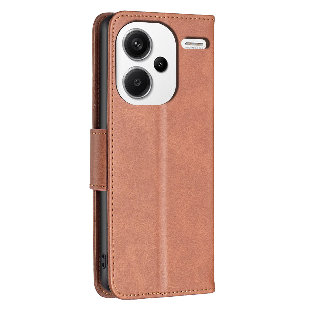 For Xiaomi Redmi Note 13 Pro+ 5G Case Collection Leather Folio Flip Phone Cover Smooth Textured - Brown