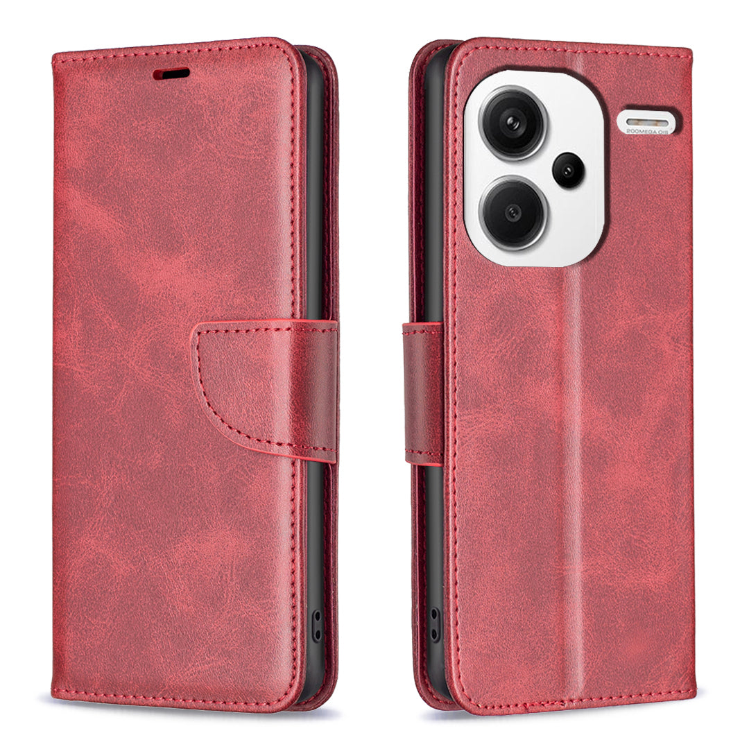 For Xiaomi Redmi Note 13 Pro+ 5G Case Collection Leather Folio Flip Phone Cover Smooth Textured - Red