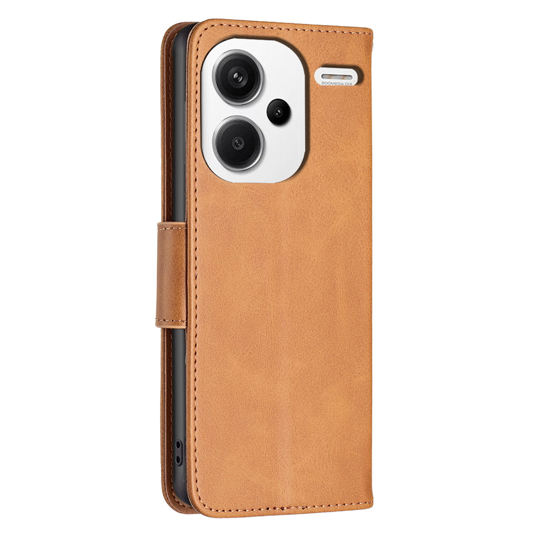 For Xiaomi Redmi Note 13 Pro+ 5G Case Collection Leather Folio Flip Phone Cover Smooth Textured - Yellow