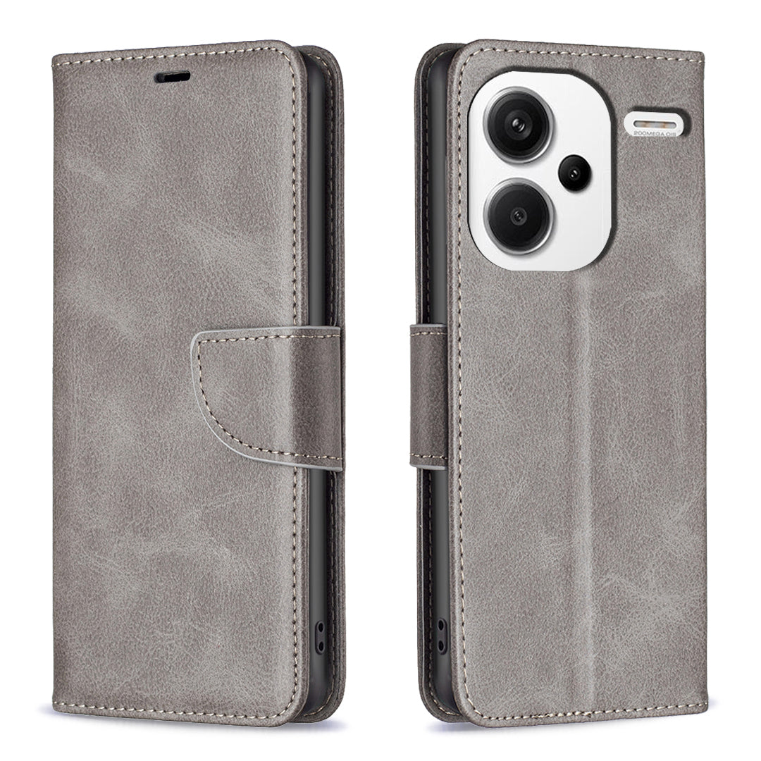 For Xiaomi Redmi Note 13 Pro+ 5G Case Collection Leather Folio Flip Phone Cover Smooth Textured - Grey