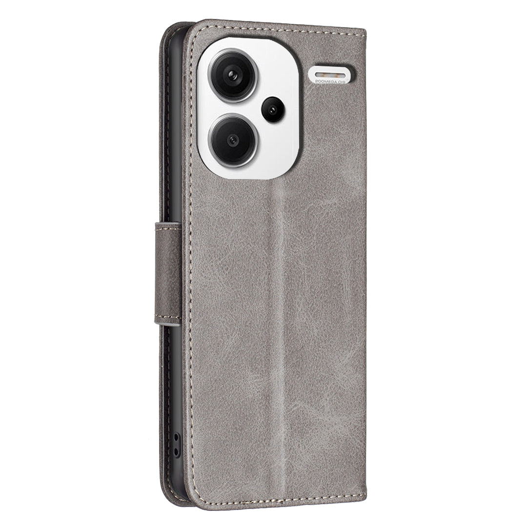 For Xiaomi Redmi Note 13 Pro+ 5G Case Collection Leather Folio Flip Phone Cover Smooth Textured - Grey