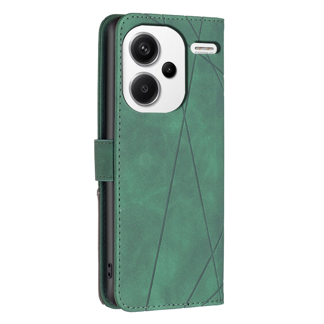 BINFEN COLOR BF05 For Xiaomi Redmi Note 13 Pro+ 5G Phone Case PU Leather Magnetic Protect Cover - Green