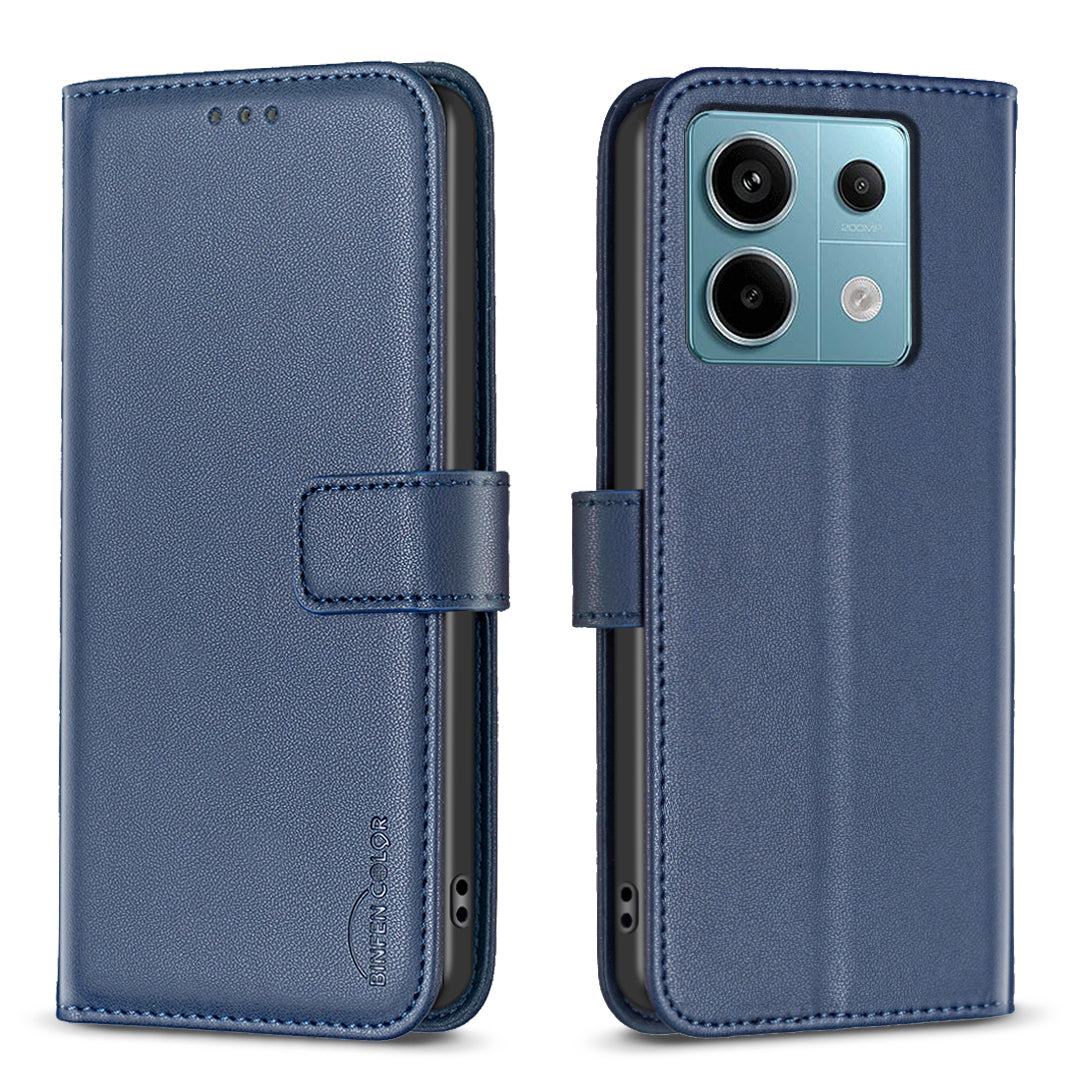BINFEN COLOR BF17 For Xiaomi Redmi Note 13 Pro 5G / Poco X6 5G Case Wallet Phone Leather Cover - Blue