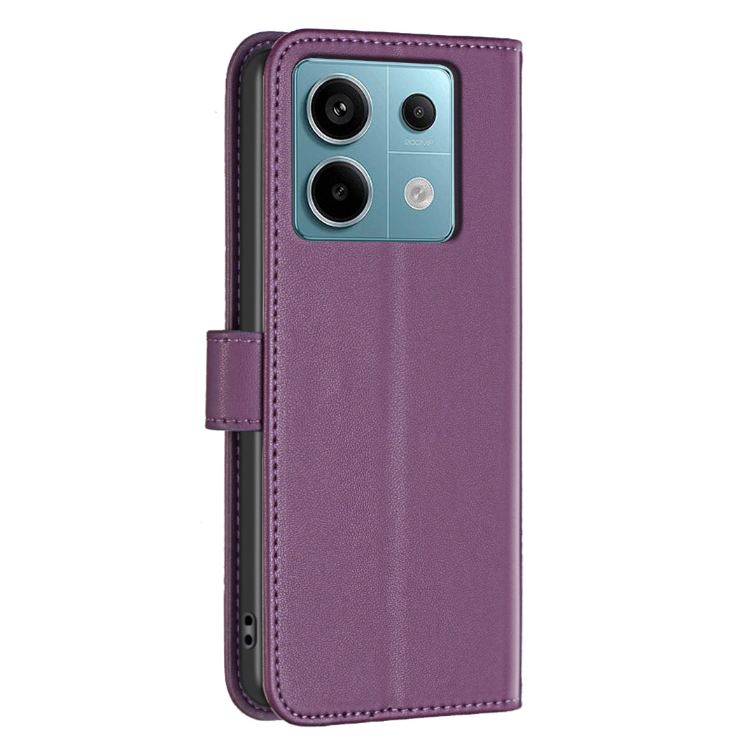 BINFEN COLOR BF17 For Xiaomi Redmi Note 13 Pro 5G / Poco X6 5G Case Wallet Phone Leather Cover - Dark Purple