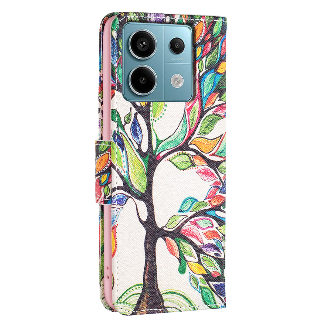 For Xiaomi Redmi Note 13 Pro 5G / Poco X6 5G Wallet Case Pattern Folio Leather Cell Phone Cover - Life Tree
