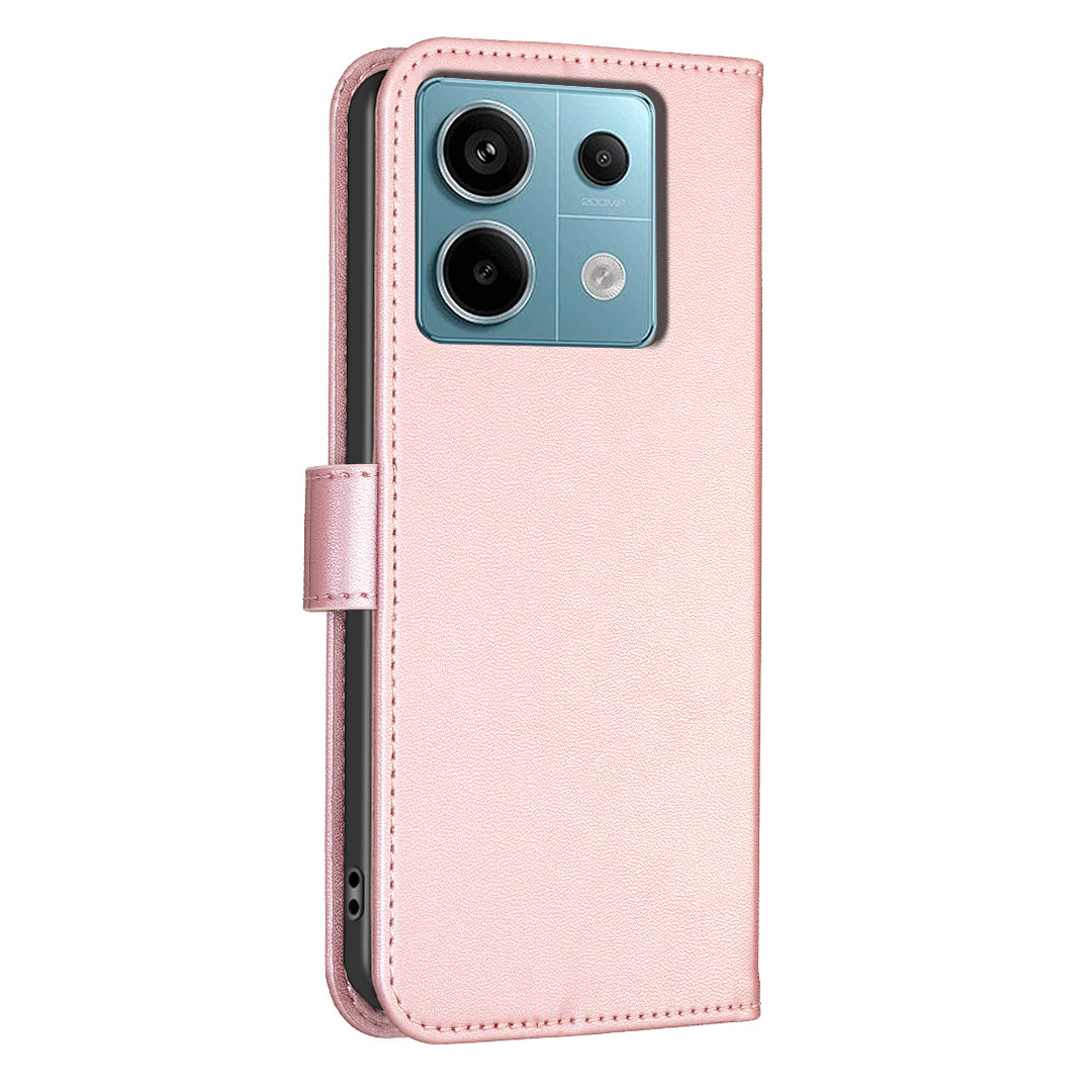 For Xiaomi Redmi Note 13 Pro 5G / Poco X6 5G Leather Case Lucky Clover Pattern Protection Shell Phone Cover - Pink