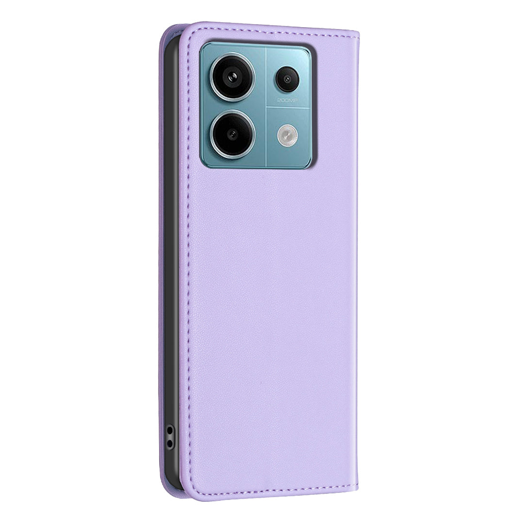 BINFEN COLOR BF18 For Xiaomi Redmi Note 13 Pro 5G / Poco X6 5G PU Leather Case Magnetic Auto-absorbed Phone Cover - Purple