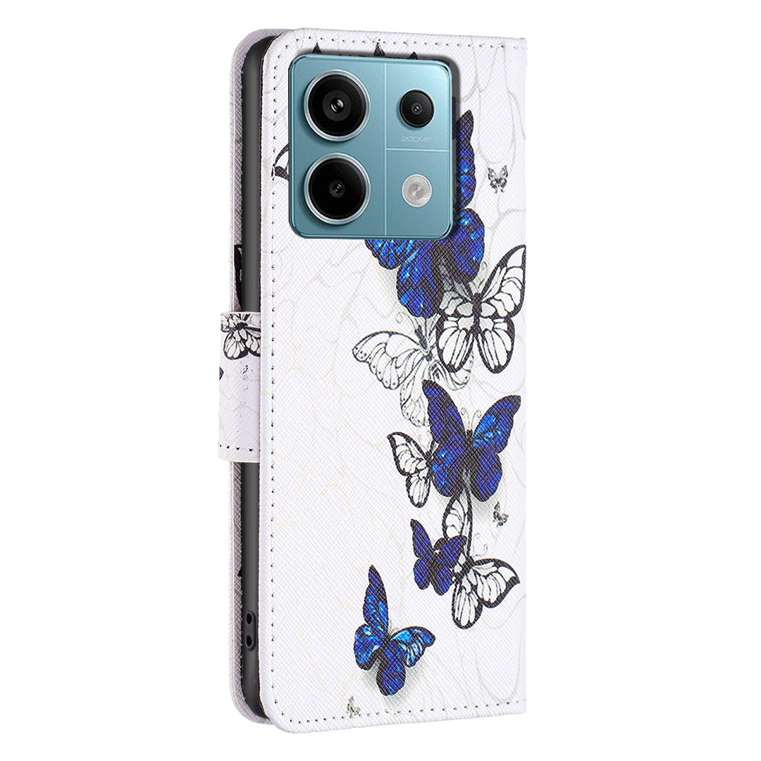 For Xiaomi Redmi Note 13 Pro 5G / Poco X6 5G Case Leather Cover with Wallet Pattern Printing - Butterflies