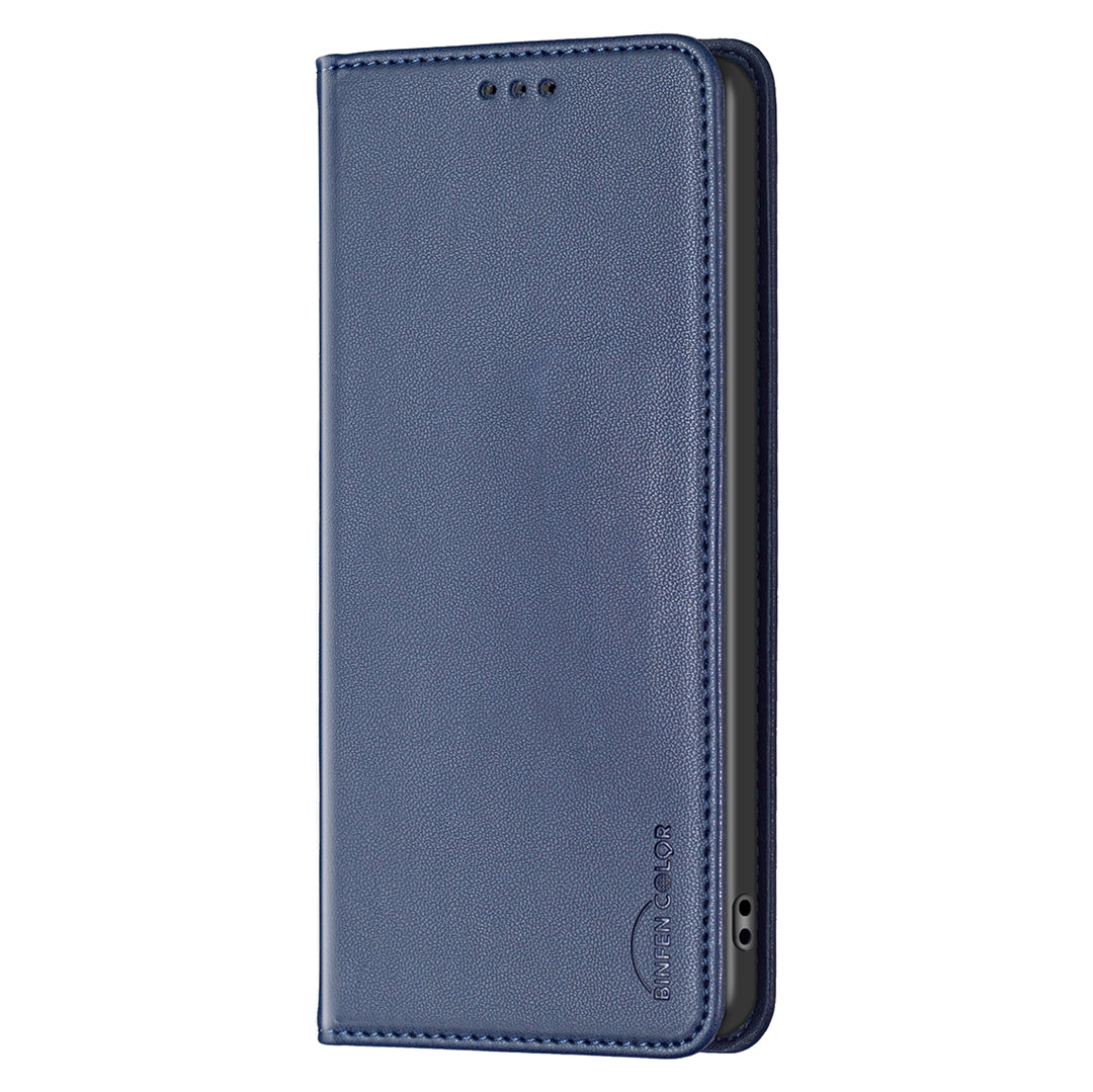 BINFEN COLOR BF18 For Xiaomi Redmi Note 13 5G Leather Cover Magnetic Closure Flip Phone Case - Blue
