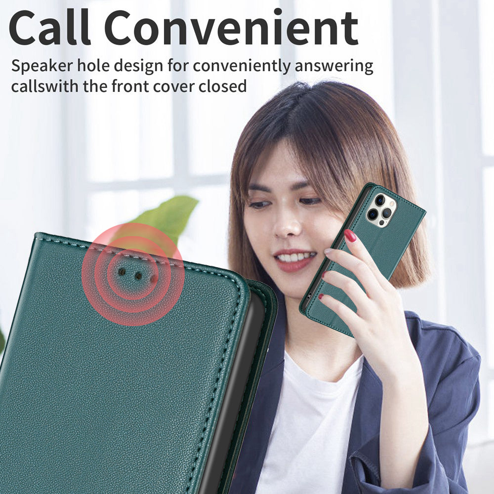 BINFEN COLOR BF18 For Xiaomi Redmi Note 13 5G Leather Cover Magnetic Closure Flip Phone Case - Green