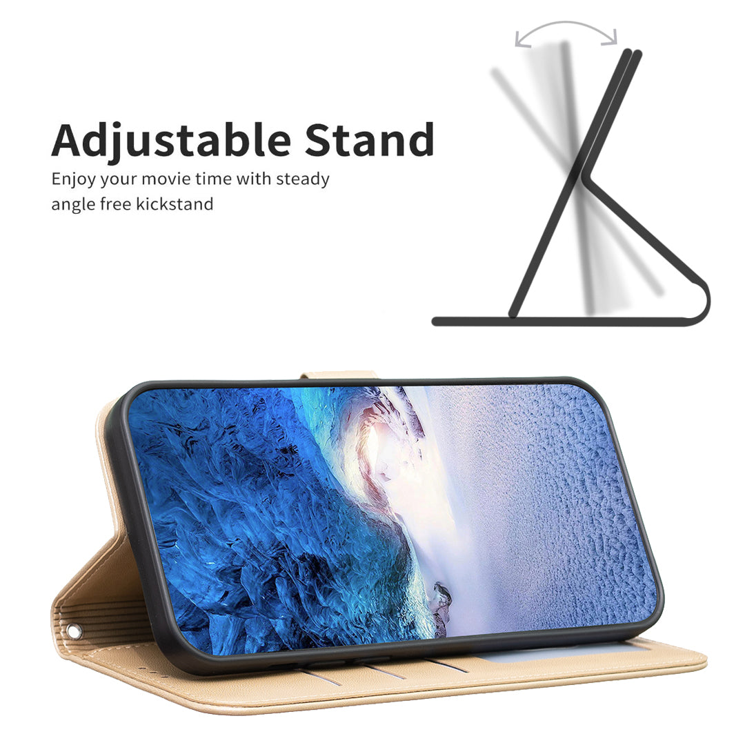 For Xiaomi Redmi Note 13 5G PU Leather Cover Four Leaf Clover Flip Wallet Phone Case - Gold