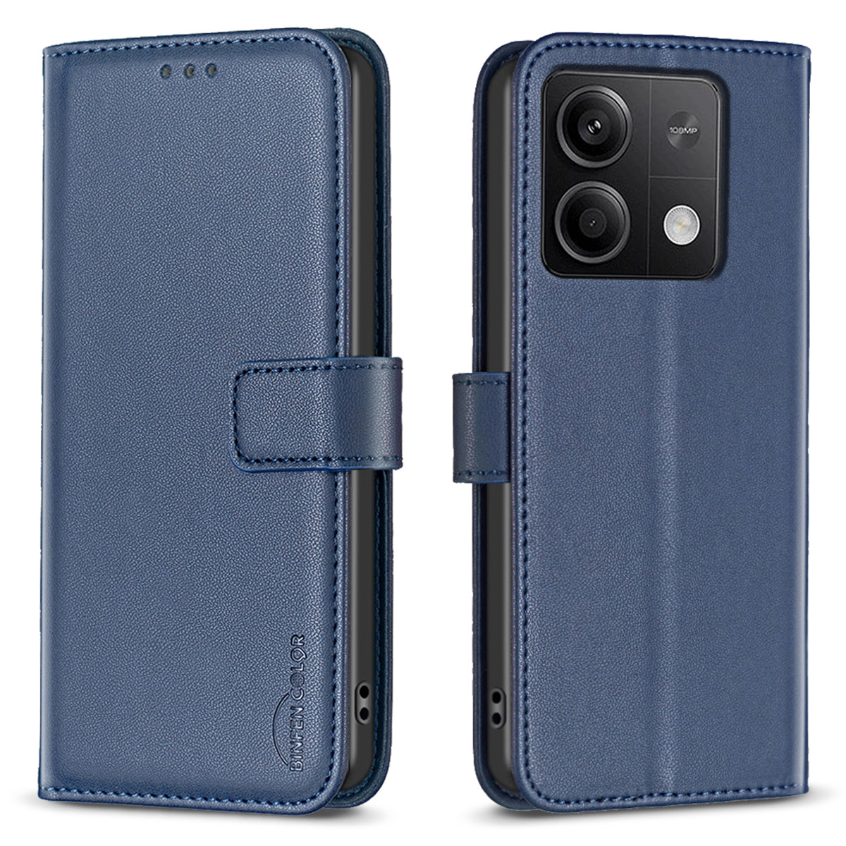 BINFEN COLOR BF17 For Xiaomi Redmi Note 13 5G Case PU Leather Phone Cover Wallet - Blue