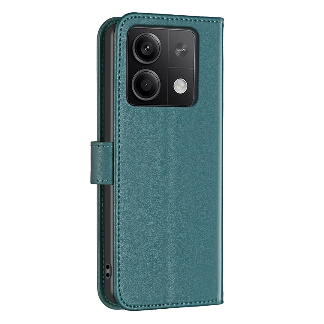 BINFEN COLOR BF17 For Xiaomi Redmi Note 13 5G Case PU Leather Phone Cover Wallet - Green