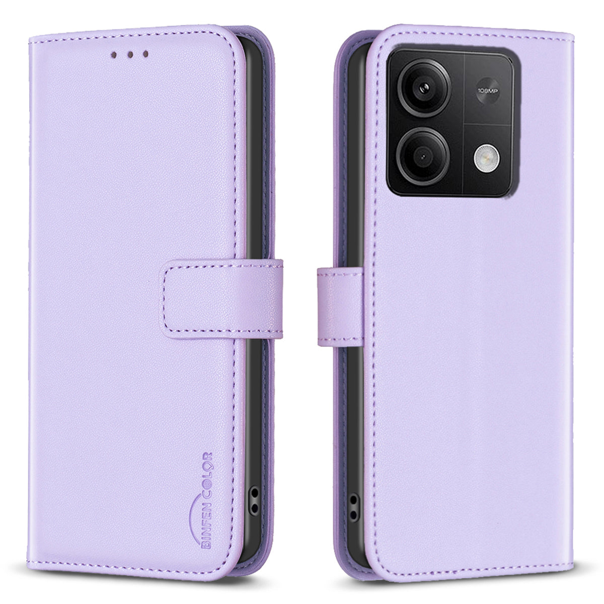 BINFEN COLOR BF17 For Xiaomi Redmi Note 13 5G Case PU Leather Phone Cover Wallet - Purple