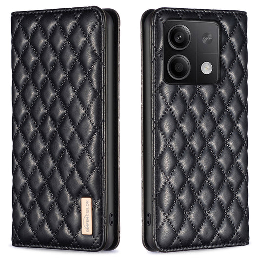 BINFEN COLOR BF Style-16 For Xiaomi Redmi Note 13 5G Case Card Holder PU Leather Phone Cover - Black