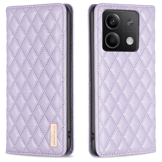 BINFEN COLOR BF Style-16 For Xiaomi Redmi Note 13 5G Case Card Holder PU Leather Phone Cover - Purple