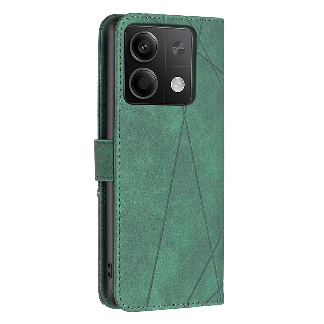 BINFEN COLOR BF05 For Xiaomi Redmi Note 13 5G Phone Case Leather Stand Flip Cover 3 Card Slots - Green