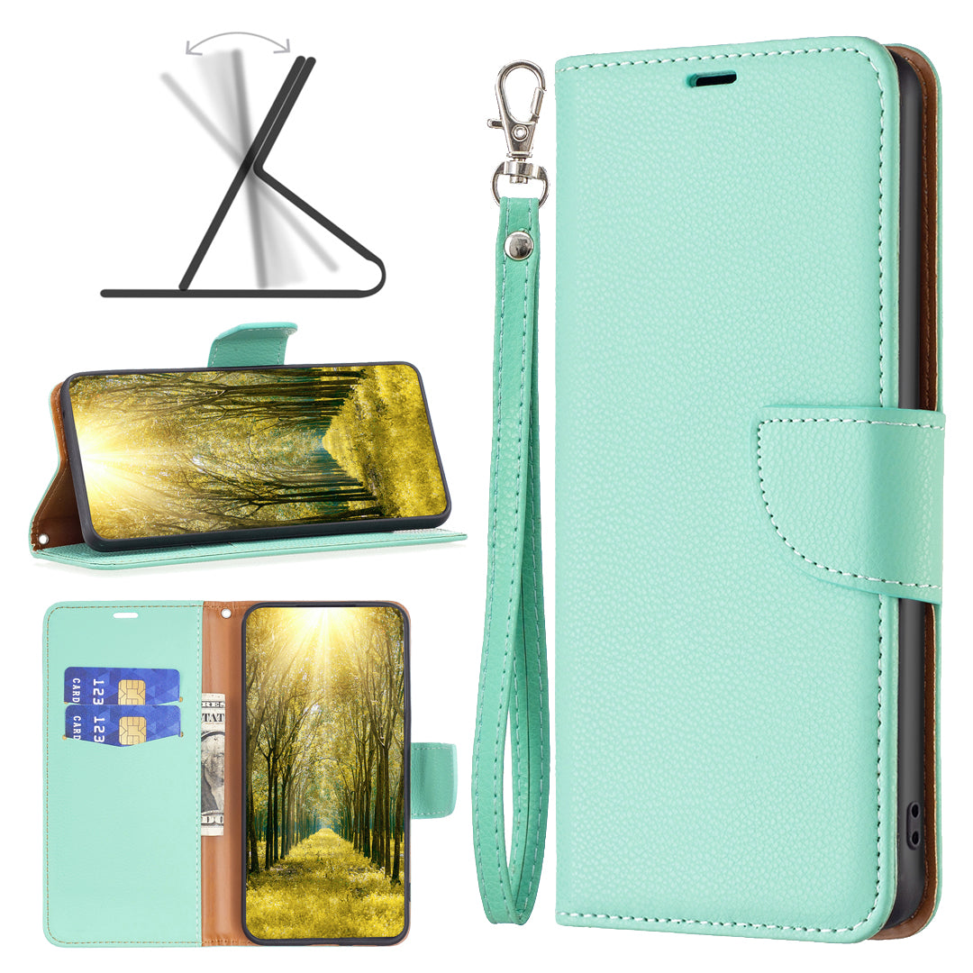 For Xiaomi Redmi Note 13 5G Phone Case Wallet PU Leather Litchi Texture Protective Cover - Green