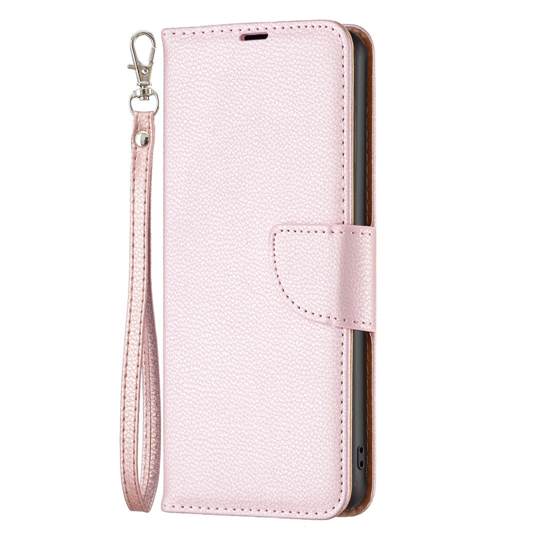 For Xiaomi Redmi Note 13 5G Phone Case Wallet PU Leather Litchi Texture Protective Cover - Rose Gold