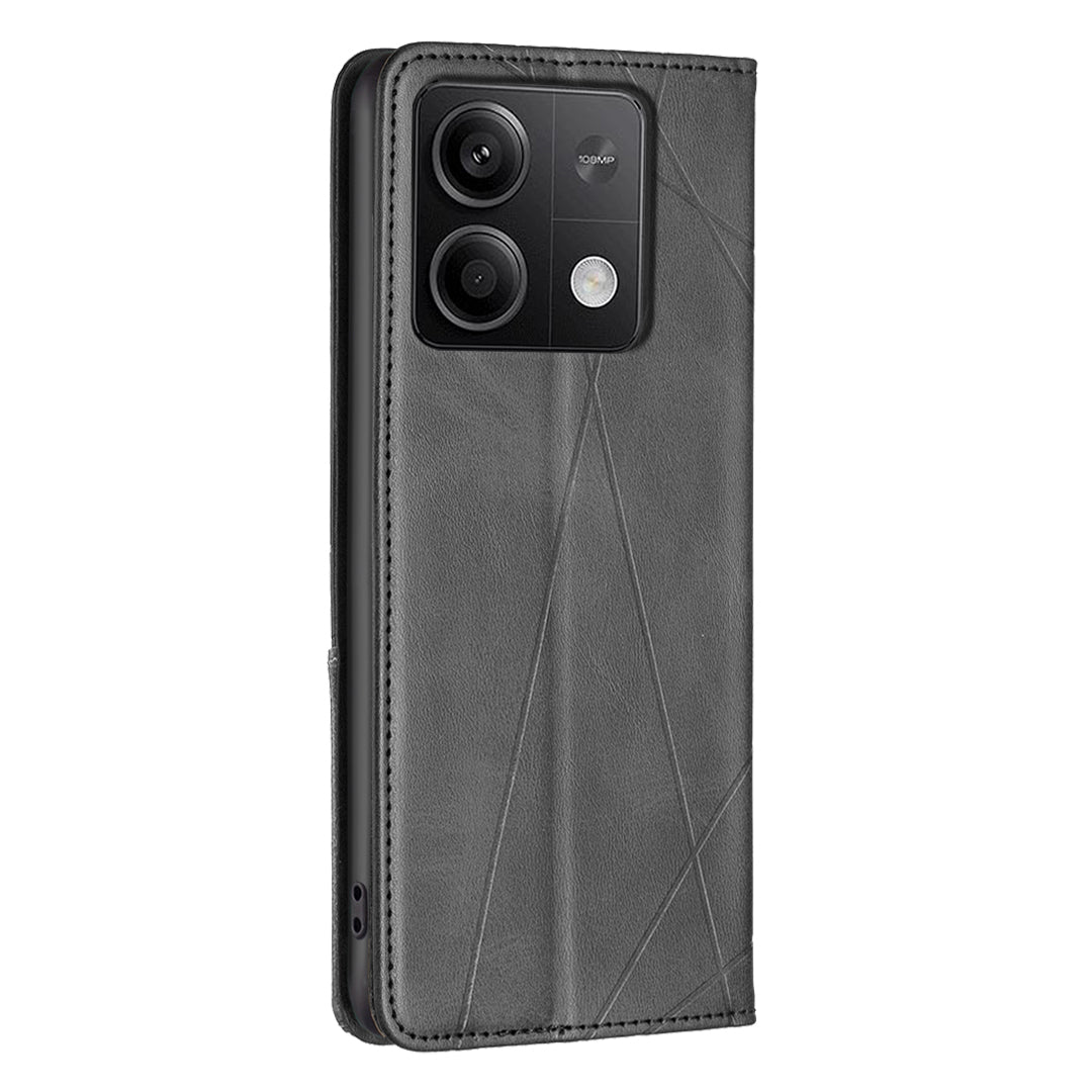 For Xiaomi Redmi Note 13 5G PU Leather Phone Case 2 Card Holders Magnetic Closure - Black