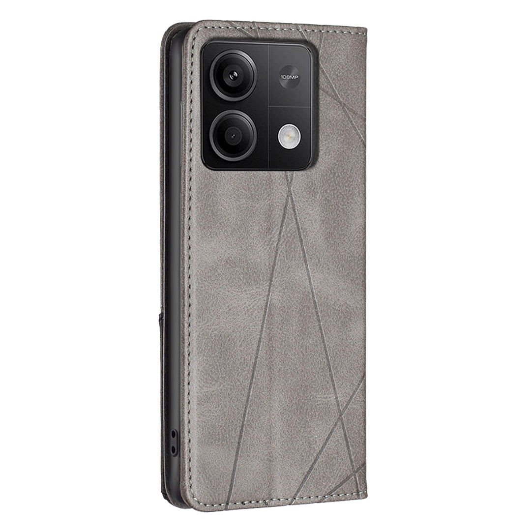 For Xiaomi Redmi Note 13 5G PU Leather Phone Case 2 Card Holders Magnetic Closure - Grey