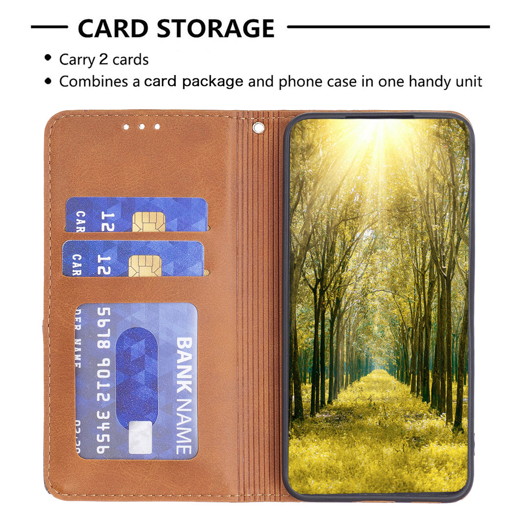 For Xiaomi Redmi Note 13 5G PU Leather Phone Case 2 Card Holders Magnetic Closure - Yellow