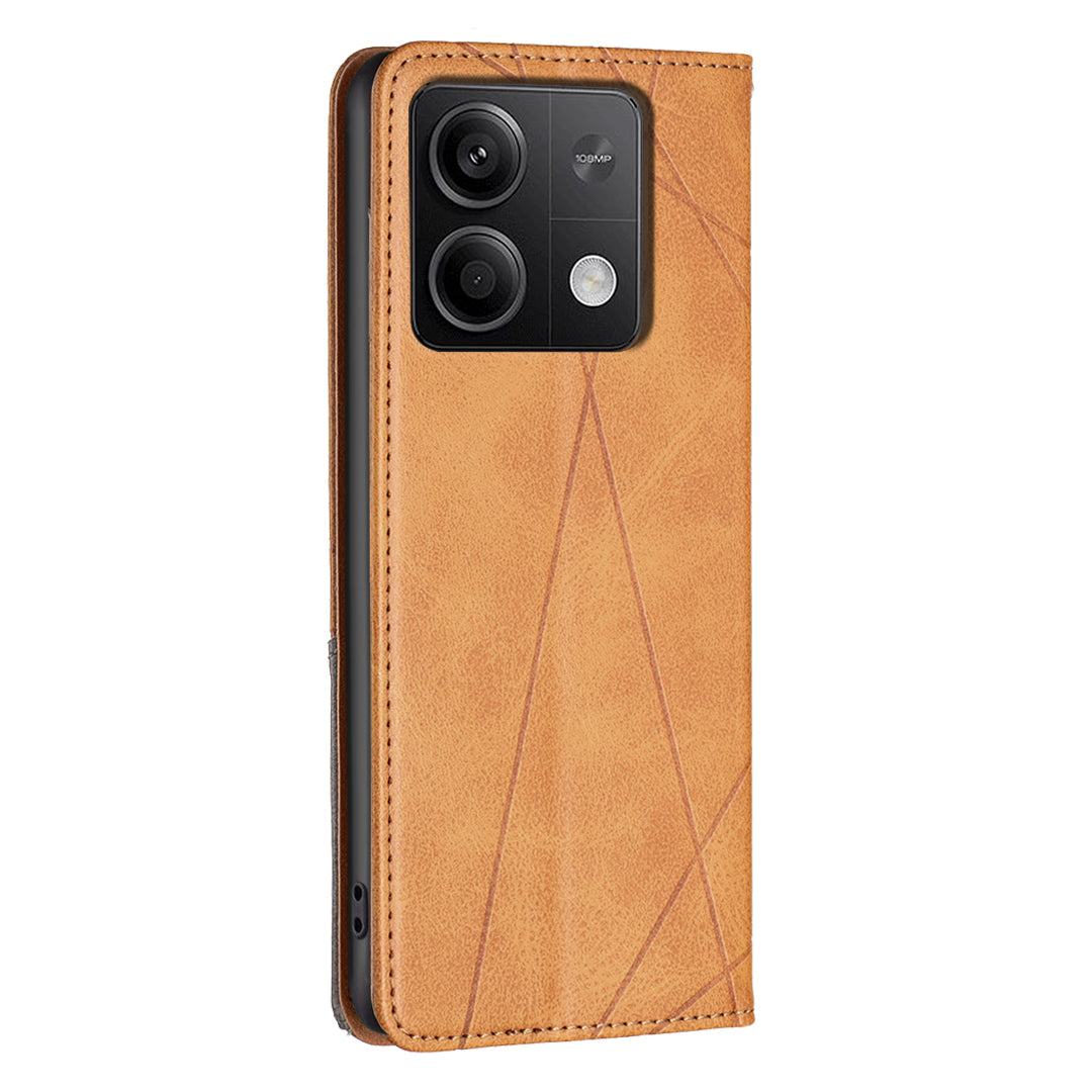 For Xiaomi Redmi Note 13 5G PU Leather Phone Case 2 Card Holders Magnetic Closure - Yellow
